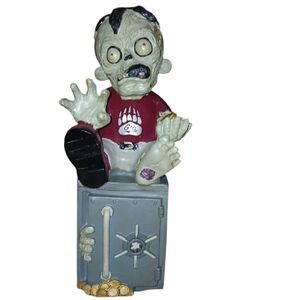 Zombie Coin Bank - Red and Gray